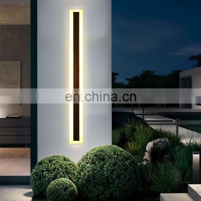 2022 Minimalist Black Aluminum Wall Lamp Long Strip LED Linear Sconce Porch Villa Outdoor Wall Wash Light