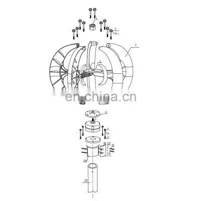 Hot Sale 100W 200W 300W 400W 500W Red Lantern Green Lantern Dragon Blue Lantern Wind Turbine Vertical Axis Small Wind Turbine photo-4