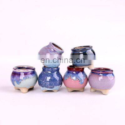 Wholesale Desktop Decoration Succulent Plant Pot Cactus Flowerpot Mini Color Glazed Cute Ceramic Pot
