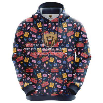 Black Customized Sublimation Hoodie With Gift and Sock Pattern photo-2