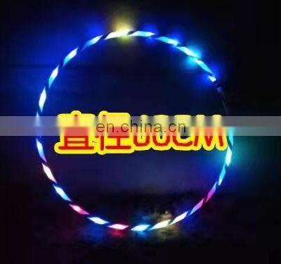 90CM Cheap Gymnastic Soft Plastic Pvc Multi-color Led Strip Hula Ring/Flashing Folding Adjustable Light Up Hoops For Kids Adults photo-2