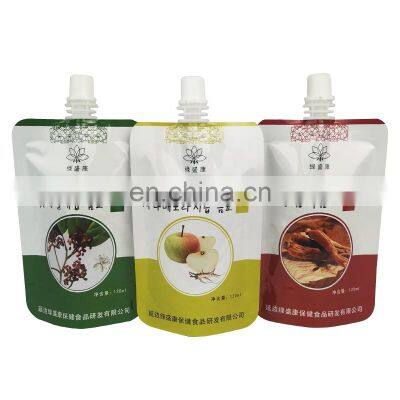 Custom print bolsa de jugo 120ml stand up liquid spout pouches food grade aluminum foil spout doypack for fruit juice packaging