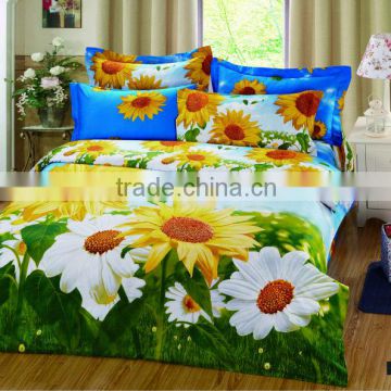 2014 latest design Reactive Printing Flora Bedding Set, Sunflower printed Comforter set