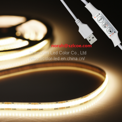 outdoor USB waterproof WW/NW/W 2m 320leds/m 5v flexible cob led strip light for bedroom