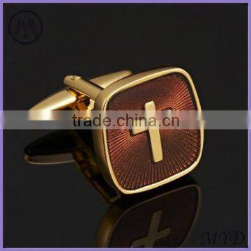 Stainless steel gold plated cross cufflinks