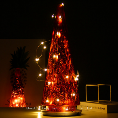 Glass Christmas Tree Luminous Decoration Center Decoration LED Desktop Window Fireplace Display Party Indoor Home Decoration