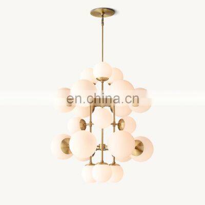 Factory Nordic Gold Black Glass Cirque Tall Chandelier Magic Bean Lamp Hanging Globe Glass Chandeliers Pendant Lights