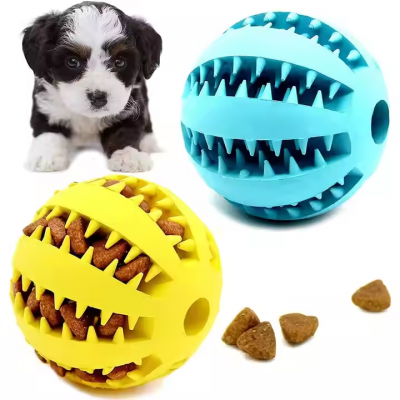 Natural Rubber Pet Dog Toys Dog Chew Toys Tooth Cleaning Treat Ball Extra-tough Interactive Elasticity Ball