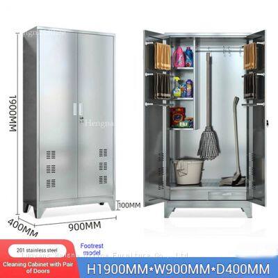 Mobile Janitorial Cart With Storage Cabinet, 360° Swivel Casters & Waste Management for Airport Cleaning Services - Fleet Sales OEM Supplier