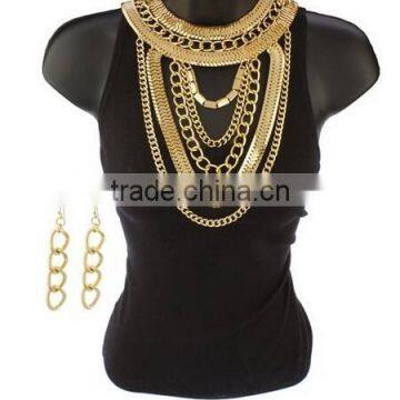 Adjustable Snake and Cuban Link Body Chain with Earrings Jewelry Set