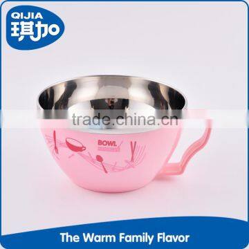 Safety design plastic PP and stainless steel liner noodle bowl with handle