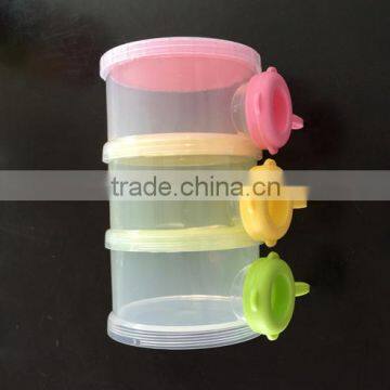 New design Switch colorful three layers plastic baby milk powder container for baby