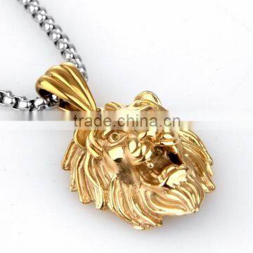 Men's Stainless Steel Animal Lion Head Shape Pendant Necklace photo-3