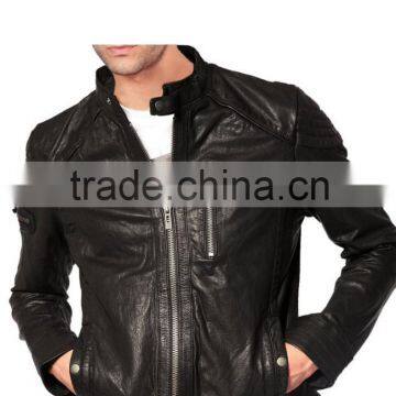 BICEPS ZIPPER QUILTED LEATHER BIKER JACKET