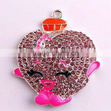 Wow!! Fashion cheap large silver alloy crystal cartoon character rhinestone pendants for kids jewelry making!