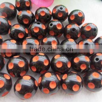 high quality orange polka dot acrylic beads 20MM chunky beads for necklace for girls jewelry