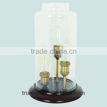 wooden table lamp for hotel E27*1portable luminaire glass lamps china supplier