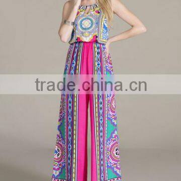 new bohemian women wide leg backless halter neck strappy palazzo jumpsuit