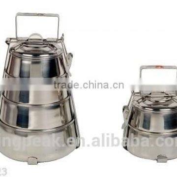 2015 Best Selling 3-Tier Pyramid Stainless Steel Tiffin Box Indian Lunch Box r/Stackable Camping food container Picnic Box