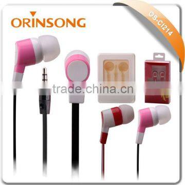 in ear earphones with flat cable suitable for promotion