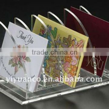 Customized acrylic brochure holder menu holder clear color with logo