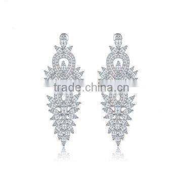 Top Quality Luxurious Romantic AAA Cubic Zircon Long Hanging Chandelier Earrings For Women Marriage Wedding Party Jewellery