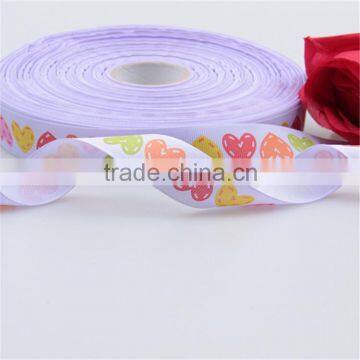 Supply 1inch white printing Valentine's Day Printed Ribbon with love heart gift box wrap                        
                                                Quality Choice