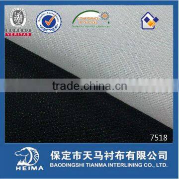 Weft-insert woven fusible interlining fabric for dark jacket& uniform