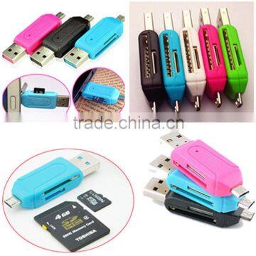 factory price High Speed USB 2.0 card reader TF T-Flash Memory Mobile Universal Micro USB OTG Card Reader for Phone PC Tablets,