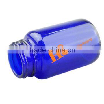 Blue Medical Care Bottle Empty Glass Bottle pharmaceutical bottle for pills