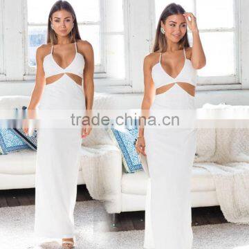 Strappy bra with maxi long skirt evening dress women bridal gown