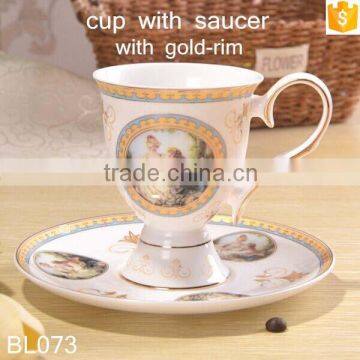 Europe Style With Gold-rim Bone China Cup With Saucer