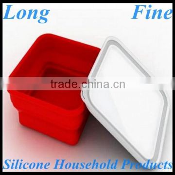 LFGB Approved Silicone Lunch Box Container Red