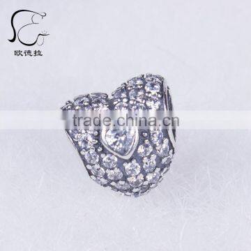 925 Silver Europe Bead IN MY HEART CLEAR CZ charm 791168CZ