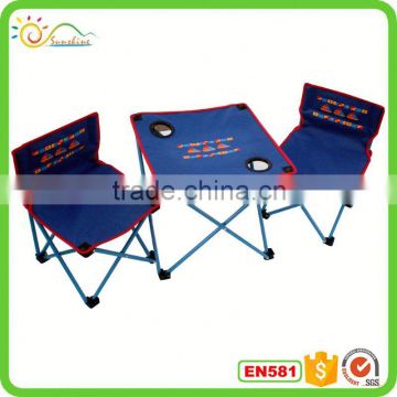 Popular triated fabric chair and tables,folding camping set.