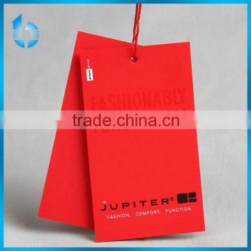 China custom red garment swing tag for latest design girls ' net dresses