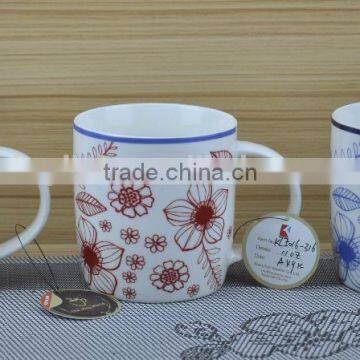 11OZ blossom design full decal print tea cups, shiny surface porcelain mug, KL5016-316