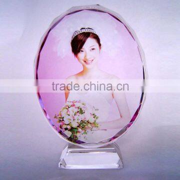 Wholesale custom crystal round shape photo frame with your picture for wedding favor gift