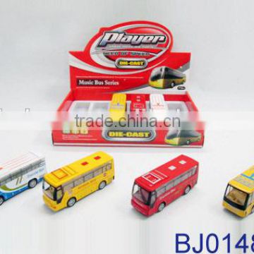 8pcs small diecast meta bus toy /funny pull back kid toy school bus