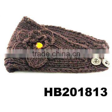 Handmade Knit Crochet Flower Knitted Crochet Headband With Button Closure Pattern