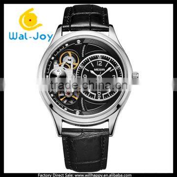 WJ-5530 Hollow 30M Water Resistant Quartz Attractive Leather Megir Hand Watch for Men photo-3