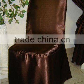 Chocolate satin banquet chair cover for wedding