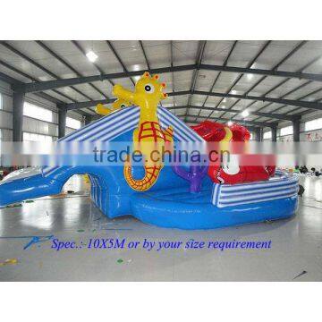 Eco-friendly PVC tarpaulin water slide inflatable seahorse