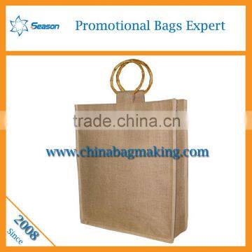 Hot Sale Leather Handle Shopping Jute Bags Hessian Cloth Burlap Sack Linen Bag photo-5