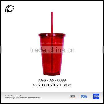 2015 new design plastic mug promotional hight quality mug 16 oz double wall change colour mugs