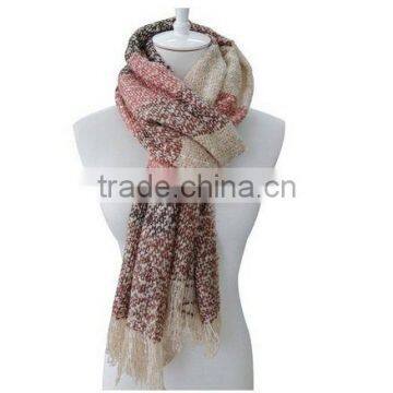 Mohair Warm Lady Contrast Split Carpet Long Shawl Wrap Tassel Colorful Scarf