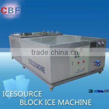 Containerized brine system ice block maker