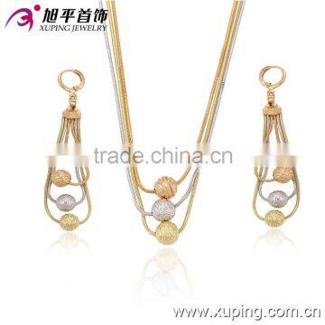 2016 new fashion jewelry set,gold plated earring and necklace trible bead jewelry set