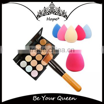 15Colors Concealer Palette With Wooden Handle Brush