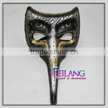 Mens Full Face Venetian Fabric Masquerade Theater Jester Mask